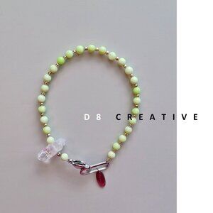 New men's lemon  chrysoprase with quartz crystal and stainless steel  bracelet